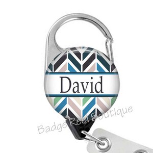 Masculine Badge Reel, Badge Reel For Man, Retractable Aztec Badge Holder, Carabiner, Stethoscope Tag, 517C