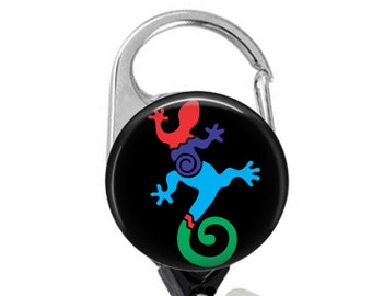 Lizard Badge Reel: Southwestern Native American Carabiner ID Holder