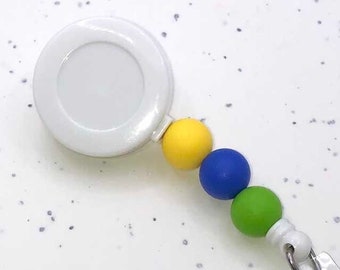 Silicone Bead Badge Reel: Interchangeable ID Holder with Velcro