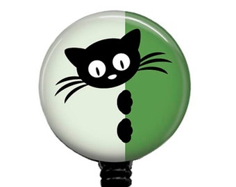 Black Cat Badge Reel: Vet Tech ID Holder