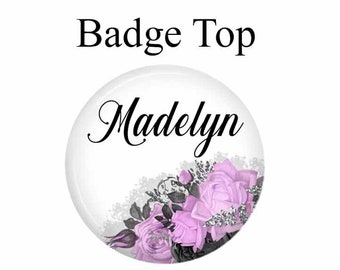 Interchangeable Badge Reel Top ~ Floral ~ Personalized ~ Hook & Loop ~ Changeable Topper ~ T23