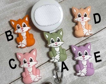 Interchangeable Cat Badge Reel - Silicone Bead Cats - Hook and Loop