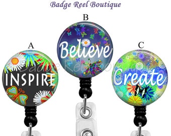 Inspirational Badge Reel: Inspire, Believe, Create - ID Holder