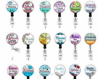 Nurse Badge Reel: Custom Retractable Floral ID Holder