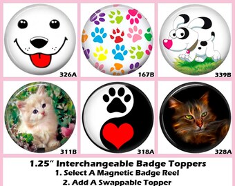 318A Yin Yang Dog Paw Print Red Heart Badge Reel Retractable Badge Holder