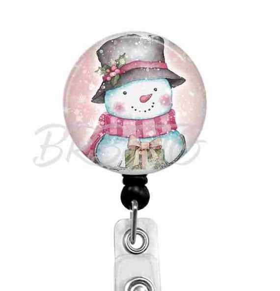 Vintage Snowman Badge Reel – Christmas Stethoscope ID Tag