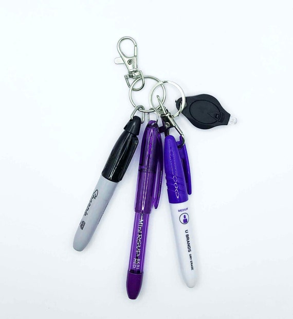 Badge Reel Accessories, Mini Sharpie, Mini Pen Keychain, Mini Dry Erase  Marker, Mini Light, Mini Marker, Nurse Badge Reel Clip-ons, Purple