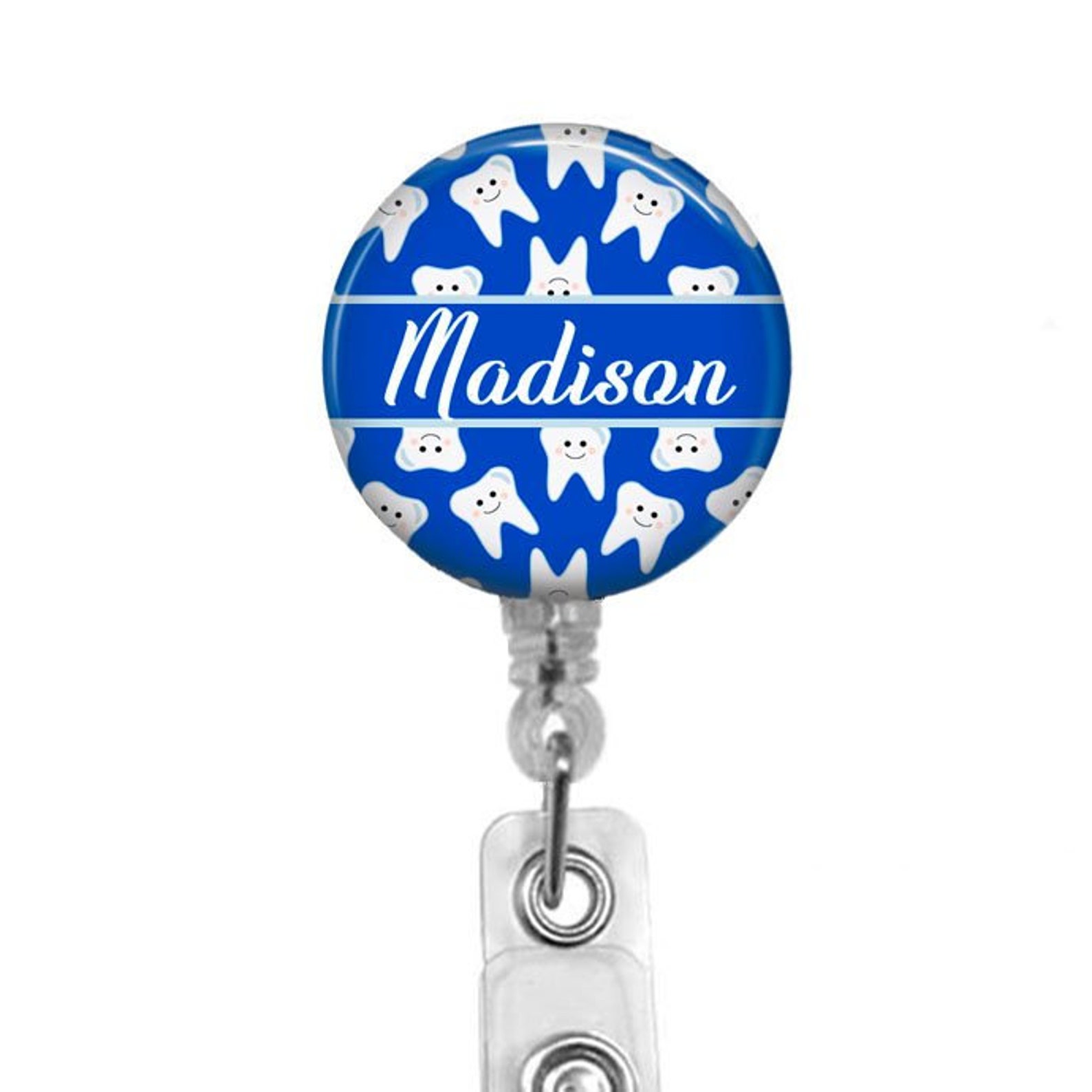 Dental Badge Reel With Teeth Personalized Retractable ID Etsy
