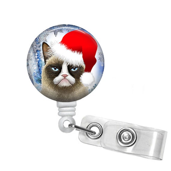 Christmas Grumpy Cat Badge Reel, Nurse Badge Holder, Retractable Badge Reel,  ID Badge Reel, Nurse Badge Reel, Name Badge Reel, 310B 