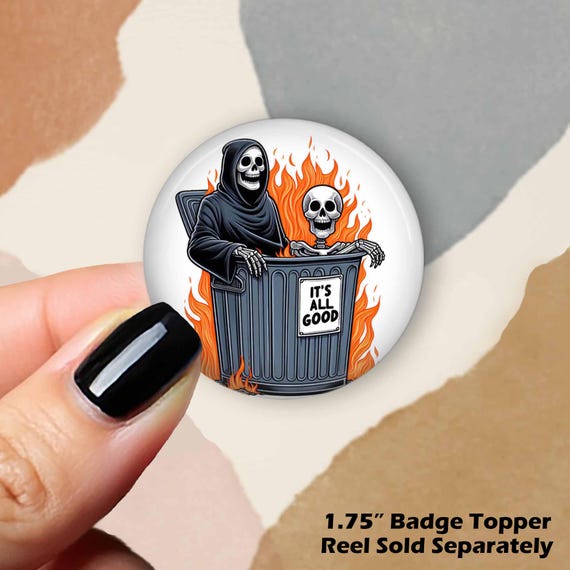 Trash Fire Interchangeable Badge Reel Topper: Grim Reaper Skeleton