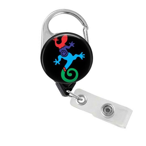 Lizard Badge Reel: Southwestern Native American Carabiner ID Holder