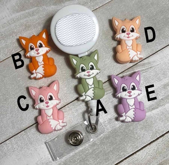 Interchangeable Cat Badge Reel - Silicone Bead Cats - Hook and Loop