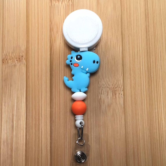 Dinosaur Interchangeable Badge Reel Beads With or Without Hook and Loop