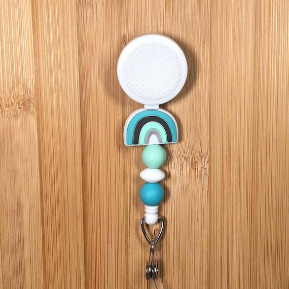 Rainbow Silicone Bead Badge Reel with Free Topper