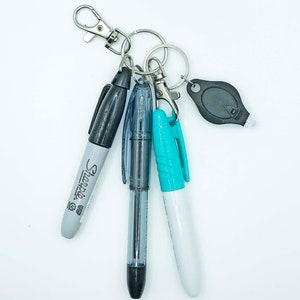Badge Reel Accessories, Mini Sharpie, Mini Pen Keychain, Mini Dry Erase Marker, Mini Light, Mini Marker, Nurse Badge Reel Clip-ons, Teal