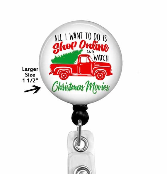 Christmas Retractable Badge Reel Holder - Stethoscope ID Tag - Carabiner - Yoke Tag - Lanyard - 795L