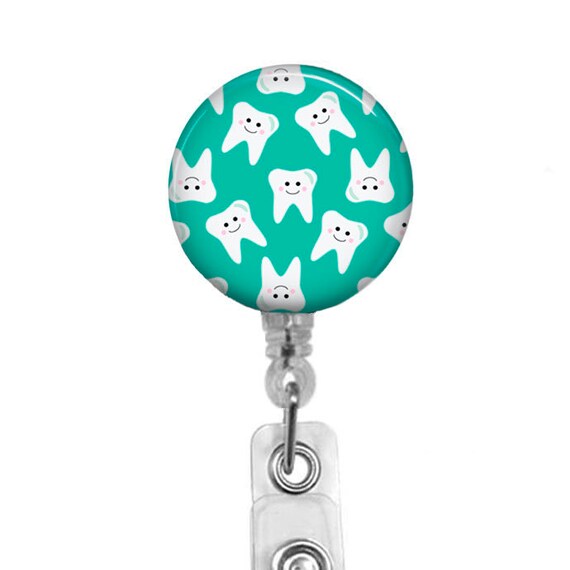 Tooth Green Badge Reel: Dental Office Hygienist ID Holder