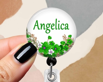 Personalized Badge Reel - Floral Retractable ID Holder in 2 Sizes - Badge Topper Only Available