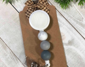 Interchangeable Badge Reel Gray Beads