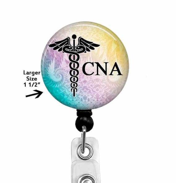 CNA Badge Reel, Stethoscope ID Tag, Medical Caduceus