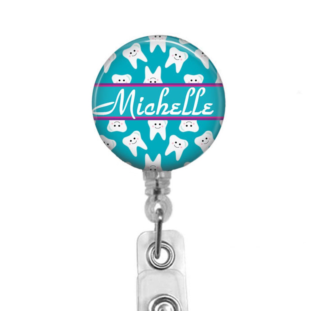 Personalized Badge Reel for Dental Office Assistant, Retractable ID