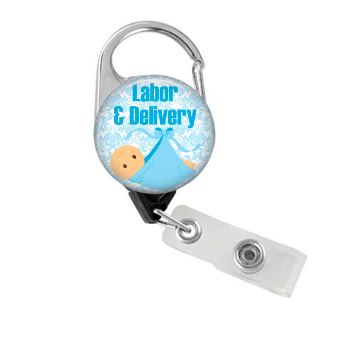 Retractable ID Badge Reel Labor and Delivery Badge Holder RN Etsy