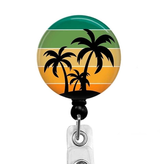 Tropical Palm Tree Badge Reel: Summer ID Tag