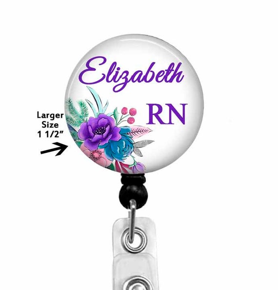 RN Badge Reel With Purple Flowers Also Available as 