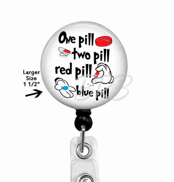 Funny Pharmacy or Nurse Badge Reel, Retractable Badge Holder for Pharmacist  or Pharmacy Personnel, Name Tag, Carabiner, 902L 