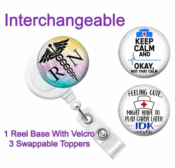 Nurse Badge Reels With 3 Nursing Toppers Select a Base Stethoscope Tag  Carabiner Lanyard 