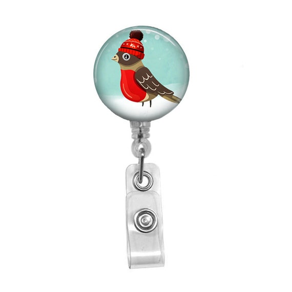 Christmas Bird Badge Reel, Holiday Steth Tag, Retractable ID Holder