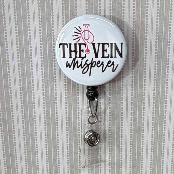 Vein Whisperer Badge Reel: Phlebotomist Gift, Pink Stethoscope