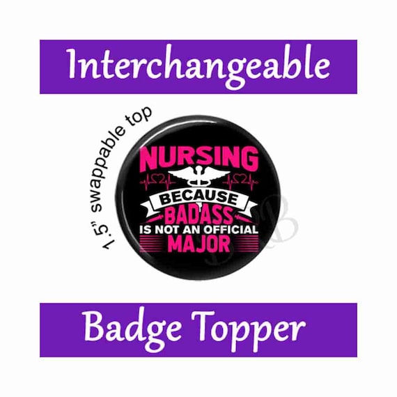 Nurse Badge Topper for Interchangeable Badge Reels, Nursing Student Swappable Badge Top, Hook & Loop