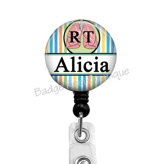 Watercolor Lung Art Respiratory Therapist ID Badge Reel Holder Clip Retractable