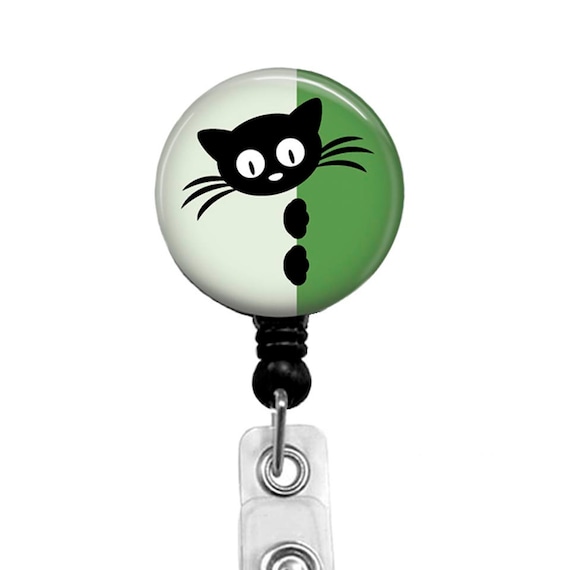 Black Cat Badge Reel: Vet Tech ID Holder