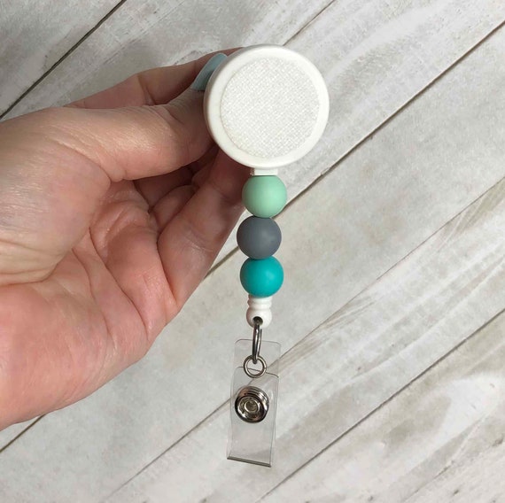 Mint Turquoise Silicone Beaded Badge Reel - Interchangeable Badge Holder