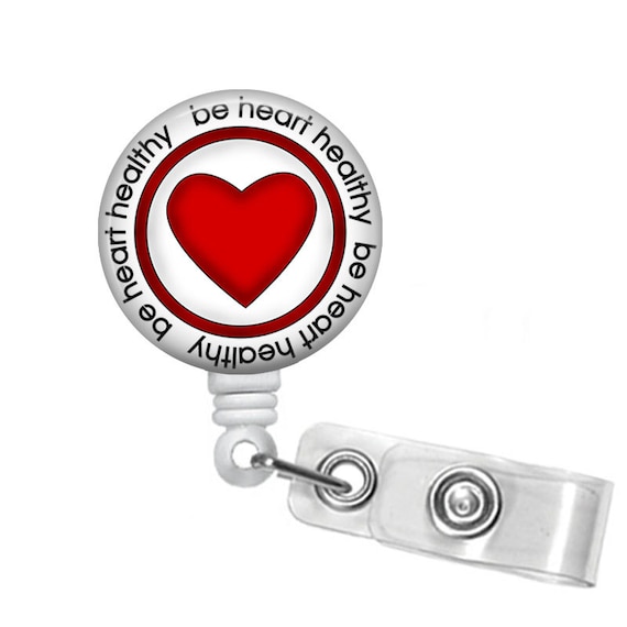 Heart Healthy Badge Reel, Cardiovascular Nurse ID Card Holder, 463