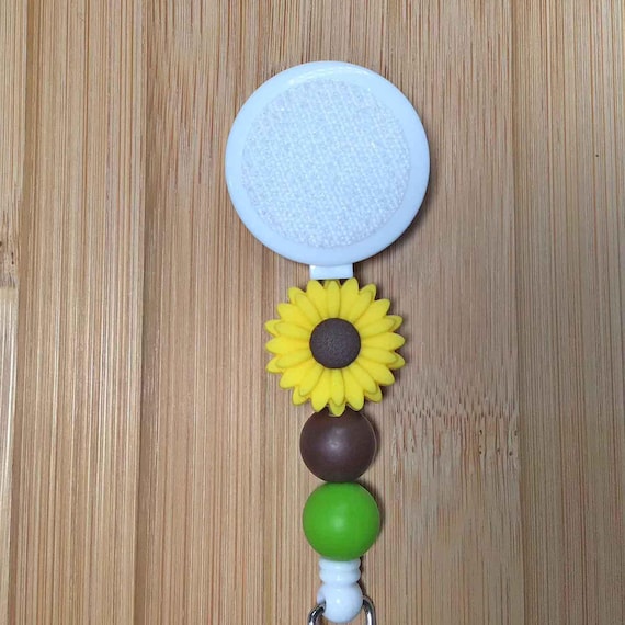 Sunflower Interchangeable Badge Reel - With or Without Hook and Loop