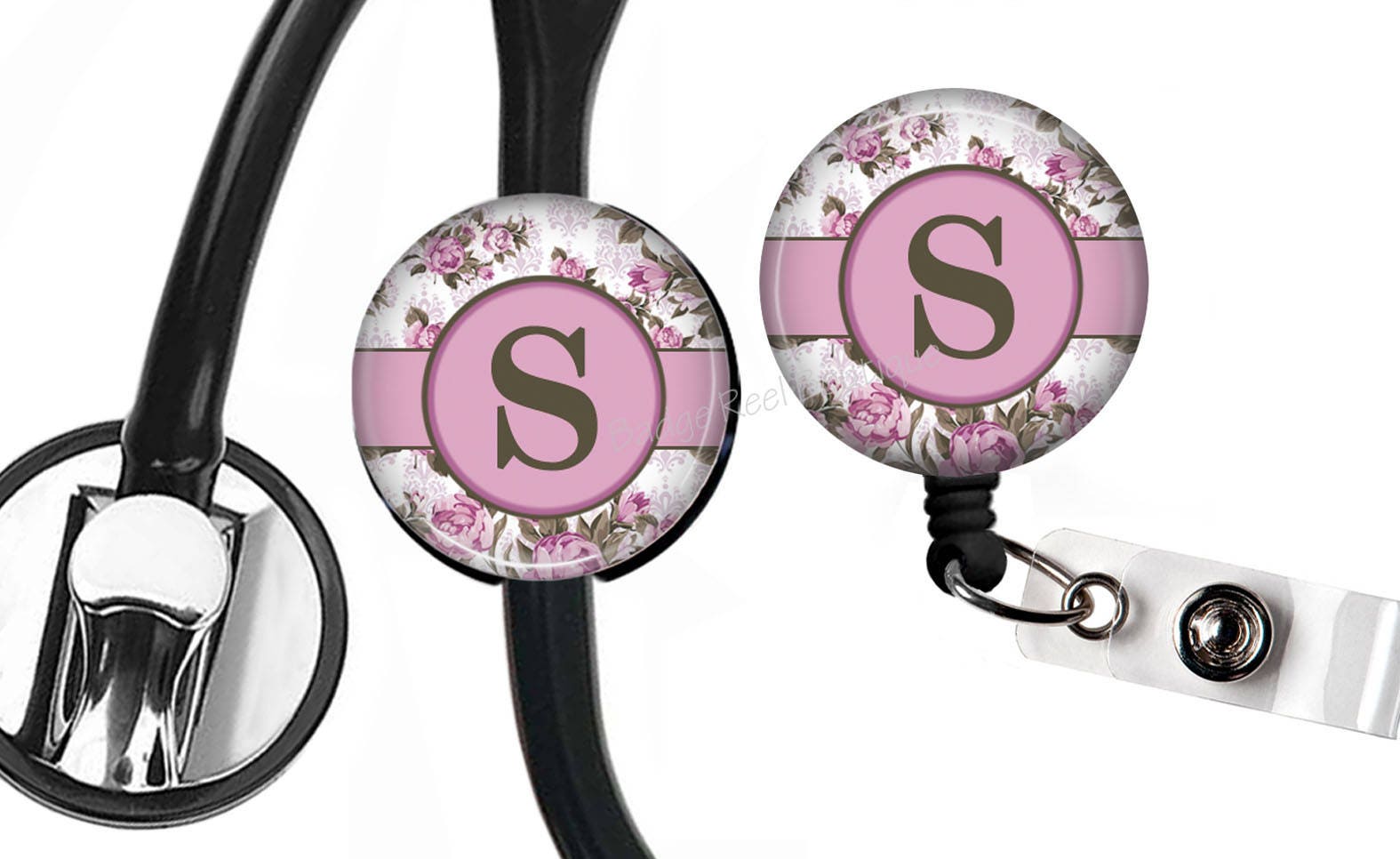 personalized-name-badge-pink-floral-badge-reel-retractable-etsy