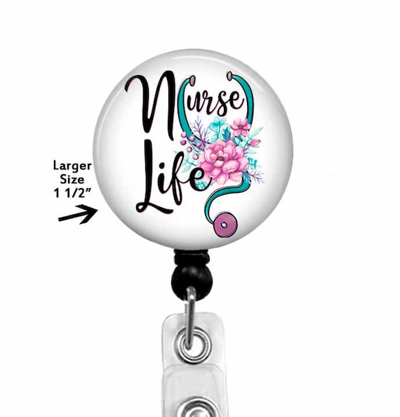 Nurse Life Badge Reel: Floral Stethoscope ID Tag