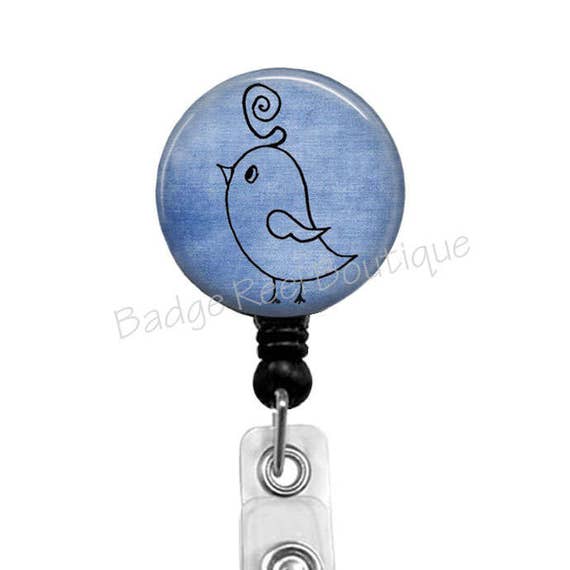 Blue Bird Badge Reel: Retractable Name Clip, Stethoscope ID Tag