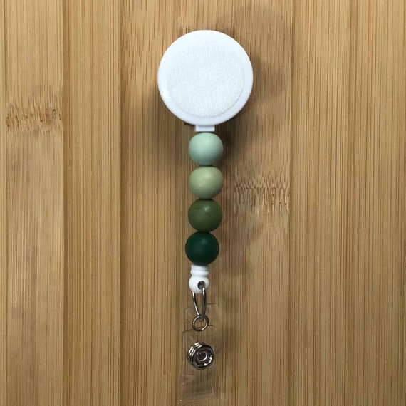 Green Ombre Silicone Bead Badge Reel: Interchangeable Nurse Badge