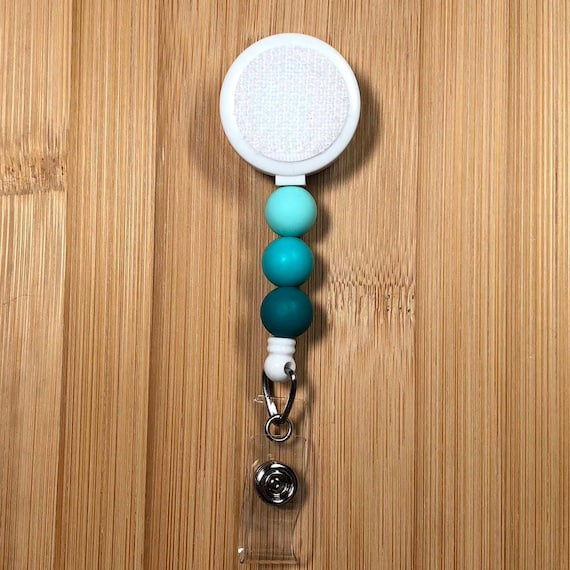 Turquoise Ombre Silicone Bead Badge Reel: Interchangeable Nurse Badge
