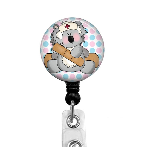Pediatric Nurse Badge Reel: Bear Stethoscope Tag, Retractable ID Clip