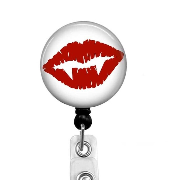 Halloween Vampire Lips Retractable Badge Reel, Nurse ID Holder