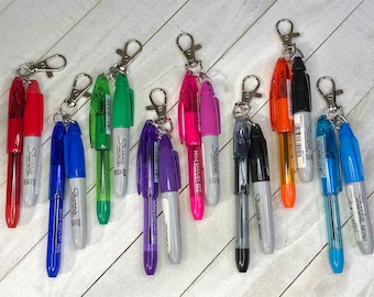 Mini Sharpie, Mini Pen, Keychain Set for Badge Reel Add-ons, Nurse Accessories, Sharpie Keychain, Mix or Match Colors