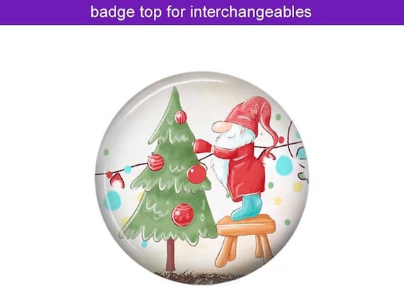 Interchangeable Badge Reel Top ~ Christmas ~ Hook & Loop ~ Swappable Topper ~ T69