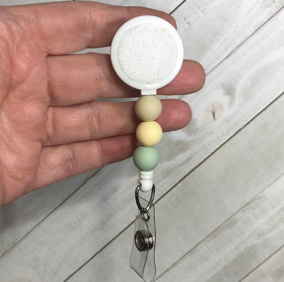 Interchangeable Badge Reel: Pastel Silicone Beads, Hook and Loop