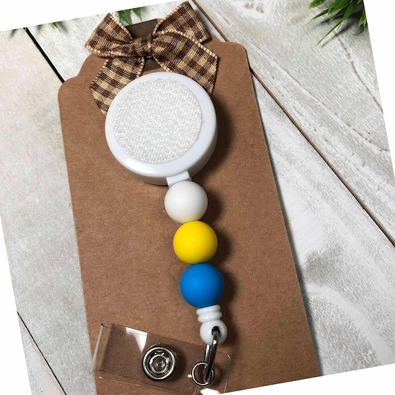 Interchangeable Beaded Badge Reel Hook and Loop