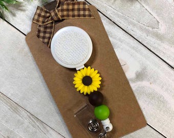Sunflower Beaded Badge Reel | Handmade Silicone ID Holder